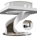 Modern Spiral Staircase Design With Sleek Metal Handrail And Wooden Steps