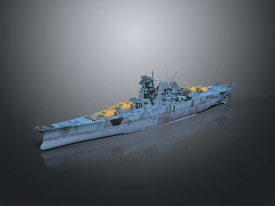 3D Rendered Large Warship Model With Gray Hull Yellow Deck Equipment And Reflective Finish 3d model
