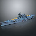 3D Rendered Large Warship Model With Gray Hull Yellow Deck Equipment And Reflective Finish