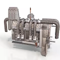 Detailed Industrial Mechanical Structure With Pipes Towers Ventilation Ducts And Metal Components