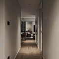 Modern Living and Dining Room Interior With White Sofa Coffee Table TV Fireplace Dining Table