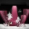 773KB Black Rose Red Contrast Cloth Mantle Wedding Photo Area Wedding 3d model