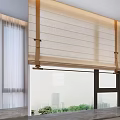 Beige Linen Roman Curtain Design For Window With Natural Light And City View
