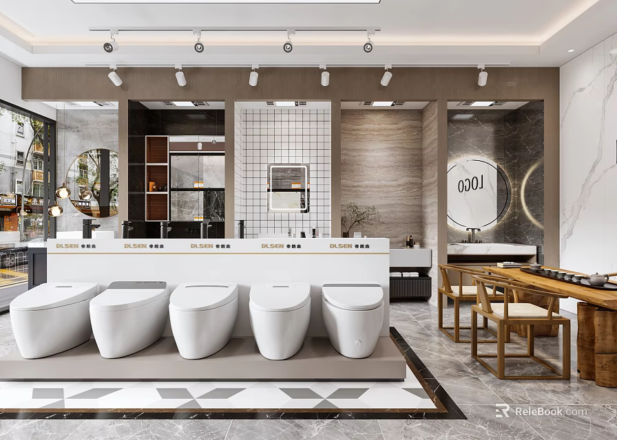 Bathroom Fixtures Specialty Store With Toilets 3d model