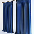 Deep Blue Velvet Curtains with Elegant Drape and Pleated Design Against White Background