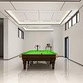 Basement With Snooker Table And Modern Bright Space 3d model