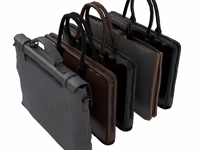 Stylish Leather Briefcases In Black Brown Gray With Sleek Handles And Professional Design 3d model