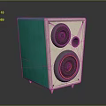 Modern Teal And Beige Computer Speaker With Dual Speakers And Stand Design