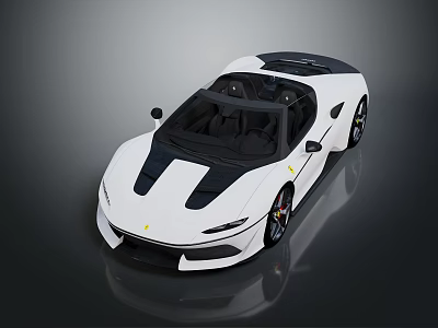 White Convertible Sports Car With Black Roof Sleek Design And Red Emblem 3d model