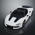 White Convertible Sports Car With Black Roof Sleek Design And Red Emblem