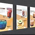 Three Colorful Beverage Promotional Posters Display Various Vibrant Drinks And Designs