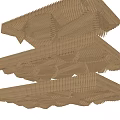 Modern Wooden Ceiling Design Layered 3D Structure With Striped Texture And Geometric Details