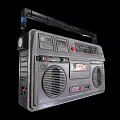 Vintage Gray Stereo System With Speakers Handle Control Buttons And Classic Design