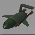 Futuristic Green Water Vehicle With Streamlined Design Wings And Red Engines