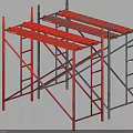 Red And Silver Industrial Metal Scaffolding Frames With Platforms For Construction 3d model