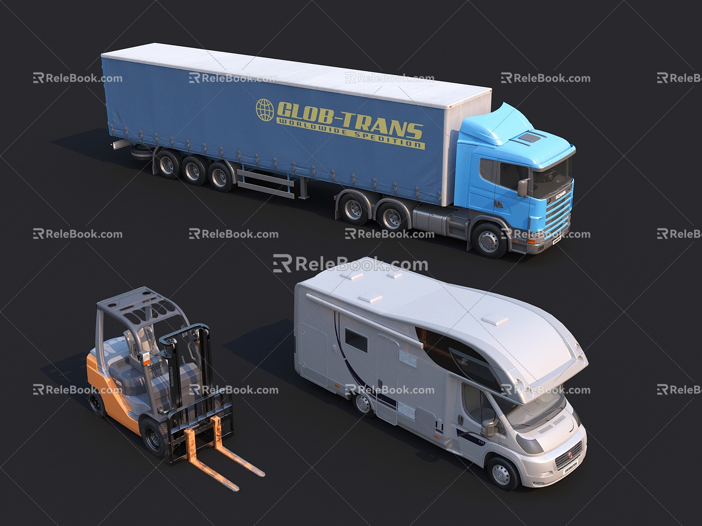 Modern engineering truck forklift truck 3d model