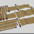 Vintage Decorative Ornament Set With Old Paper Scrolls And Classic Design