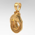 Exquisite Gold Horse Head Pendant Jewelry with Intricate Inlaid Sparkling Stones Design