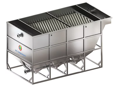 Stainless Steel Industrial Equipment with Filtration Grid and Support Frame by LYS Industry 3d model