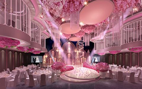 Modern Wedding Scene Hotel Ballroom 3d model