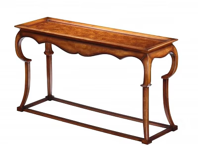 Classic Wooden Console Table With Curved Legs And Smooth Top Design 3d model