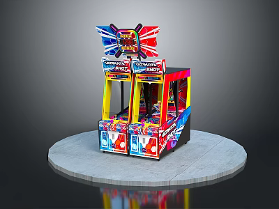 Colorful Two Player Arcade Machine With Decorative Top And Dual Screens 3d model