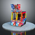Colorful Two Player Arcade Machine With Decorative Top And Dual Screens