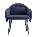 Modern Navy Blue Leisure Chair with Upholstered Fabric Armrests and Sturdy Metal Legs