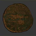 Ancient Bronze Coin Sculpture With Intricate Carved Patterns And Historical Inscriptions