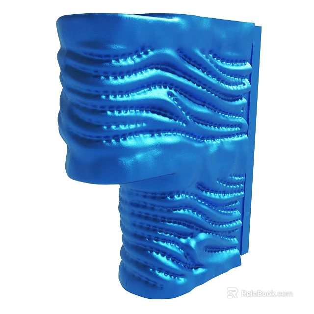 Blue 3D Object With Intricate Wavy Patterns And Smooth Curved Surface 3d model 