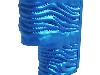 Blue 3D Object With Intricate Wavy Patterns And Smooth Curved Surface 3d model