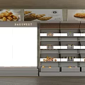 Bakery Display Shelves With Wooden Structure Glass Doors And Organized Pastries Bread
