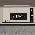 Modern TV Stand Design With Built-in TV White Storage Shelves And Decorative Items