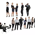 Group of Business Professionals Standing and Sitting Interacting in Office