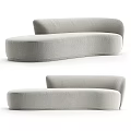 Modern Light Colored Sectional Sofa With Curved Shape And Upholstered Fabric Design 3d model