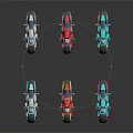 Colorful Futuristic Motorcycles In Various Colors With Neon Lights And Reflective Surfaces