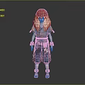 Game Movie Character With Long White Hair Hat Brown Outfit Red Belt And Colorful Details