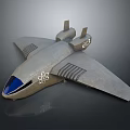 Futuristic Passenger Aircraft With Sleek Metallic Body Unique Wing Structure And Blue Windows