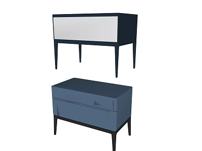 Modern Bedside Tables With Dark Blue And Blue Finish White Panel And Drawer Design 3d model