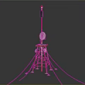 Red Telecommunication Tower Structure With Satellite Dish Antennas And Equipment