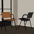 Brown and Black Office Chairs with Leather Seats Metal Frames Modern Interior