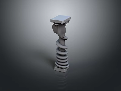 Gray Spiral Column Scenery With Reflective Surface And Gray Background 3d model