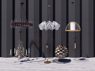 Modern Lamps Combination Chandelier He Chandelier Birdcage Table Lamp 3d model