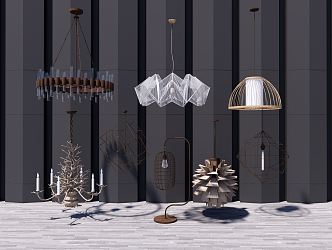 Modern Lamps Combination Chandelier He Chandelier Birdcage Table Lamp 3d model