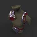 Women's Decorative Shoulder And Chest Armor With Silver Red Accents Green Detail