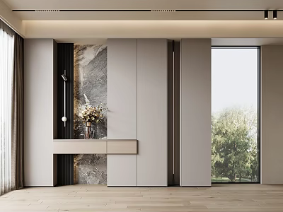 Modern Minimalist Shoe Cabinet Design With Marble Accent And Storage Space 3d model