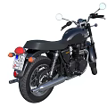 Classic Black Motorcycle Design Featuring Leather Seat Chrome Exhaust And Spoked Wheels