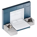 Light Gray Leisure Sofa Set With Modular Design Plush Pillows And Blue Accent Wall 3d model