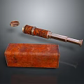 Engraved Brass Telescope With Leather Case For Scenic Landscape Viewing