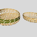 Natural Handwoven Bamboo Baskets Three Stacked And One Separate Decorative Storage Containers